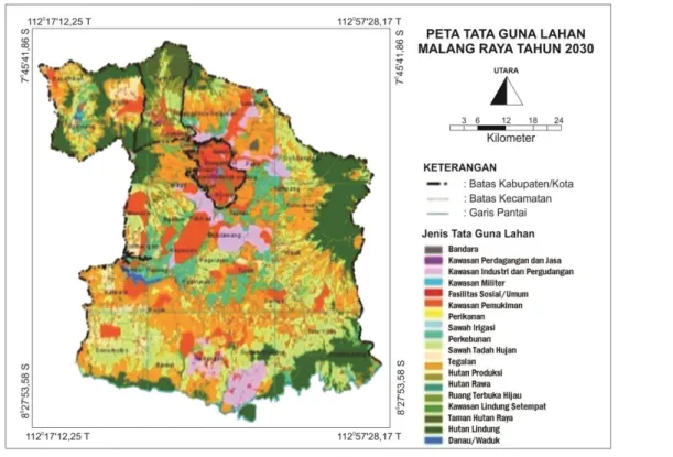 Gambar 9. Peta Tata Guna Lahan Malang Raya Tahun 2030. 