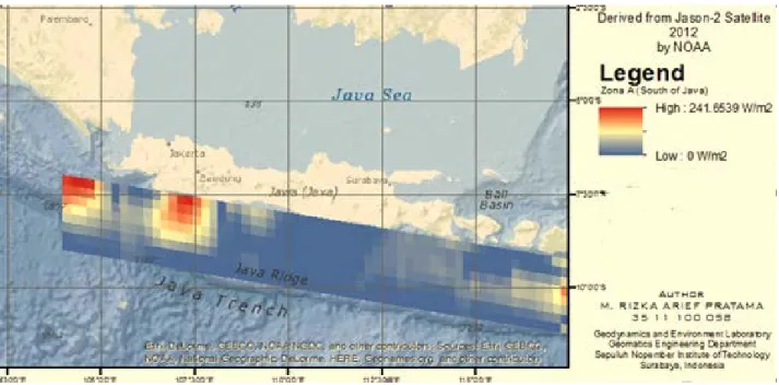 Gambar 11. 1 Wave Energy Estimation Map January •  Selatan Pulau Jawa sekitar koordinat 