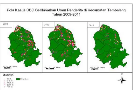 Gambar  2.  Pola  Kasus  DBD  Berdasarkan  Umur  Penderita  di  Kec.Tembalang  pada  tahun 2009-2011 