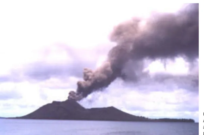 Gambar 6. Letusan abu Gunung Anak Krakatau yang didorong oleh angin hingga membahayakan jalur penerbangan.