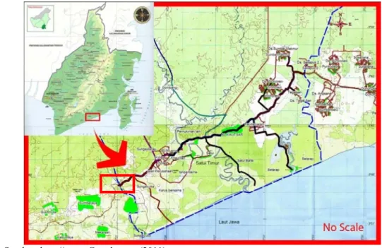 Gambar 2. Peta orientasi daerah Satui,  Kabupaten Tanah bumbu, Kalimantan  Selatan 