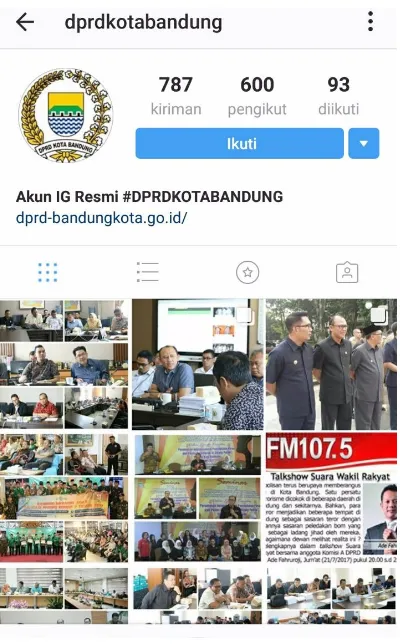 GAMBAR 1. Instagram Lembaga DPRD Kota Bandung (sumber: dok. peneliti)