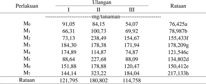 Tabel  7.   Pengaruh pemberian jenis isolat mikoriza terhadap serapan hara N pada tanaman jagung  