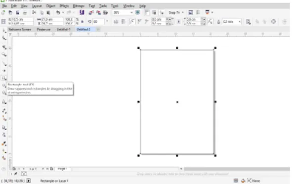 Gambar 3.5Tampilan aplikasi CorelDrawX7  setelah mengklik Rectangle Tool