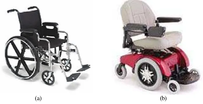 Gambar 1. a) Konventional wheelchair b) Platform model 