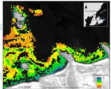 Figure 5. Seagrass percent cover map modeled from DII b2b4 with SE 19.4%