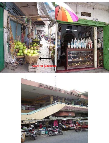 Fig. 4. Support Activities in the Corridor Jl. Radjiman of Klewer Market until the Matahari Deparment Store at Singosaren