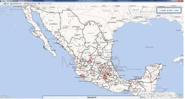 Gambar 2.2 Peta Dot Density Kelahiran pada Remaja di Meksiko Sumber : Center for Disease Control and Prevention 