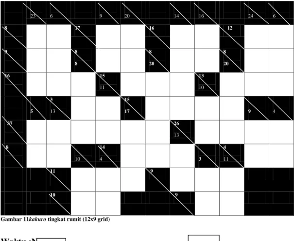 Gambar 11kakuro tingkat rumit (12x9 grid) 