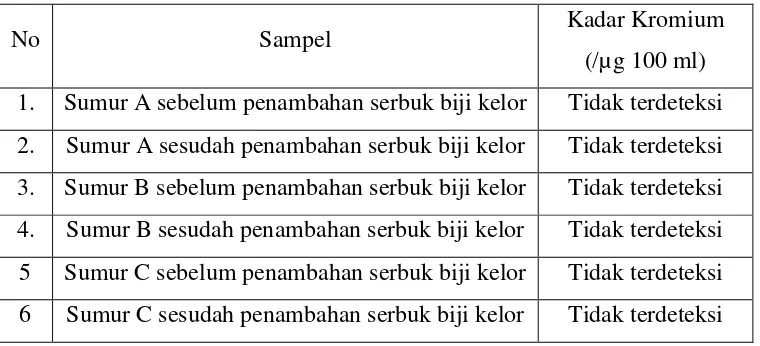 Tabel 4. Hasil Kuantitatif Kromium dalam Sampel 