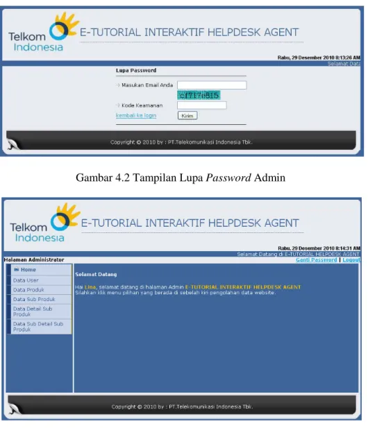 Gambar 4.2 Tampilan Lupa Password Admin 