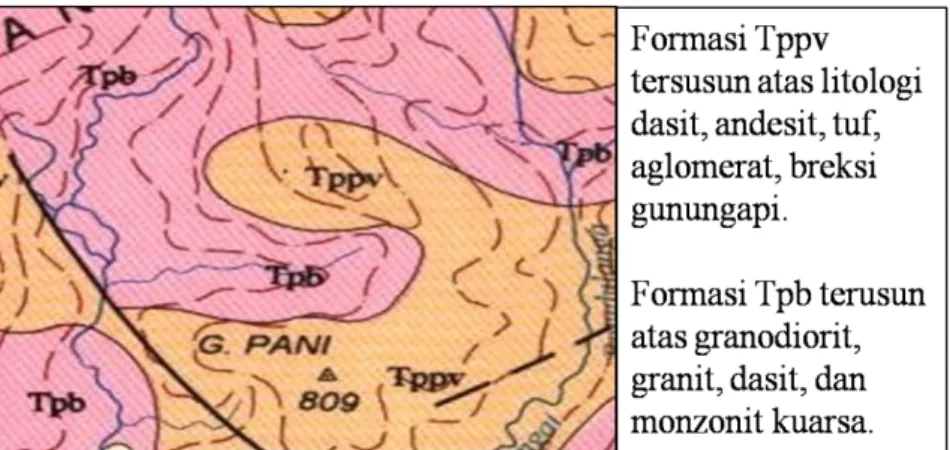 Gambar 2.2 Peta Geologi Daerah Pengukuran yang merupakan bagian dari peta geologi 