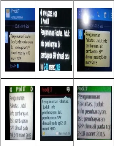 Gambar 11     Tampilan SMS request pengumuman universitas pada handphonepenerima    