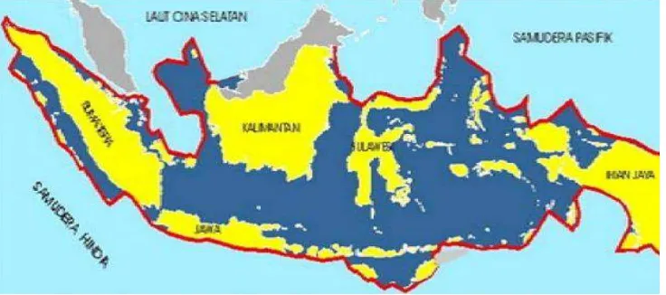 Gambar VIII.6 Peta Wilayah Indonesia berdasar Deklarasi Djuanda 1957 Sumber: http://indonesiaputra.blogspot.com/2010_11 _01_archive.html  