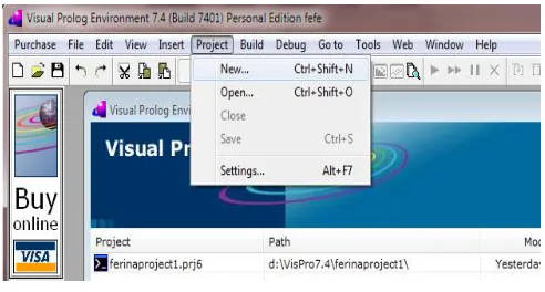Gambar 4.1.2 Task menu: Project/New 