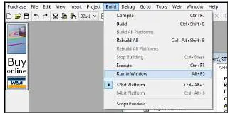 Gambar 4.2-4 Task Menu: Build> Run in window 