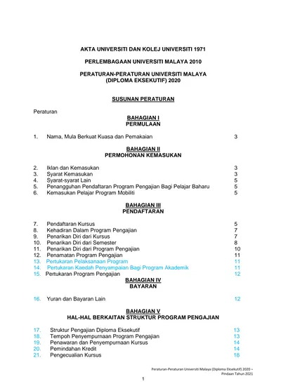 AKTA UNIVERSITI DAN KOLEJ UNIVERSITI 1971 PERLEMBAGAAN UNIVERSITI ...