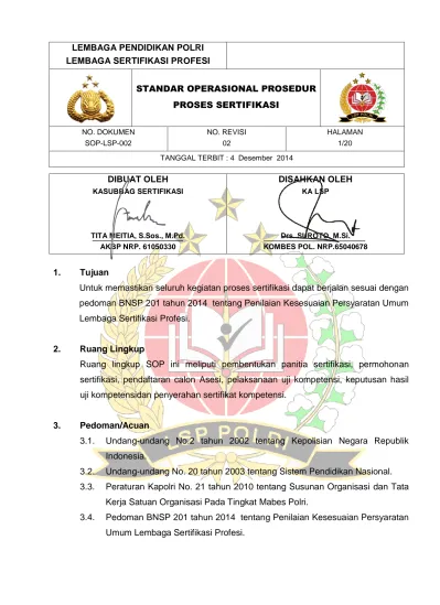 Standar Operasional Prosedur Proses Sertifikasi 5441