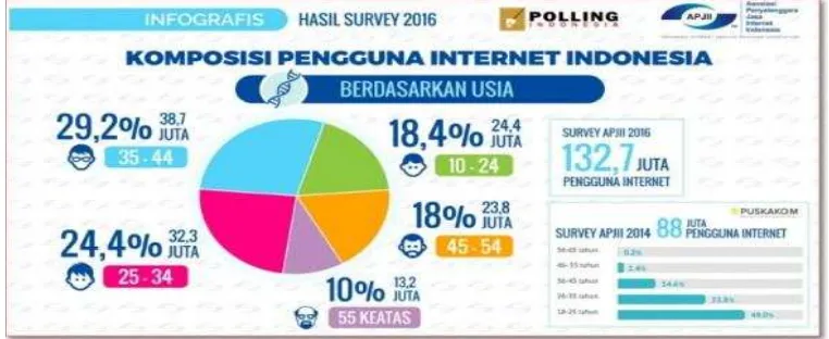 Gambar 1. Data statistik pengguna internet Indonesia tahun 2016  