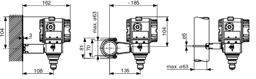 Gambar hubungan elektrik pada Pressure Transmitter Cerabar S : 