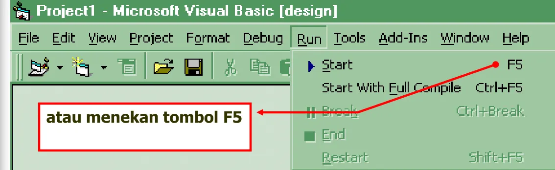 gambar berikut, kemudian memilih perintah Start atau Start with Full Compiler: