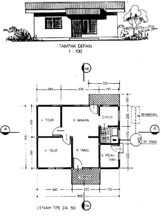 Gambar 6A Denah dan Tampak Rumah 