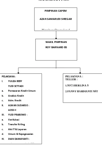 Gambar 2.1 struktur organisasi bank sumut KCP Mandala by Pass Sumber: PT. Bank Sumut KCP Mandala by Pass 2014 lb h (CS)