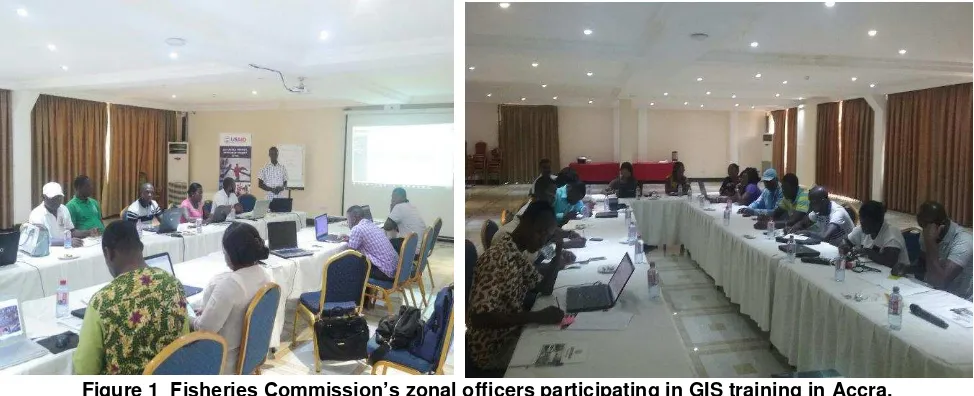 Figure 1  Fisheries Commission’s zonal officers participating in GIS training in Accra