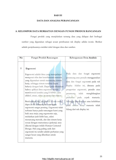 BAB III DATA DAN ANALISA PERANCANGAN A. KELOMPOK DATA BERKAITAN DENGAN ...