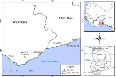 Figure 1 Geographic locations of study sites (Source: Centre for Costal Management) 