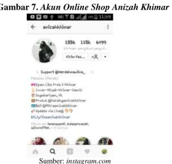 Gambar 7. Akun Online Shop Anizah Khimar 