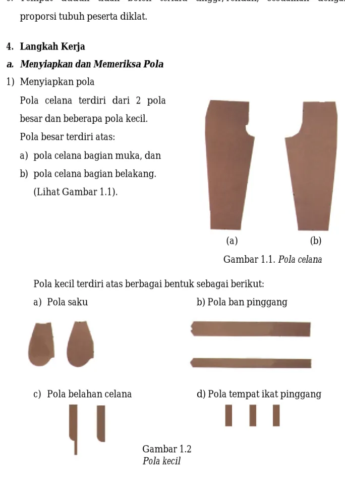 Gambar 1.1. Pola celana  Pola kecil terdiri atas berbagai bentuk sebagai berikut: 