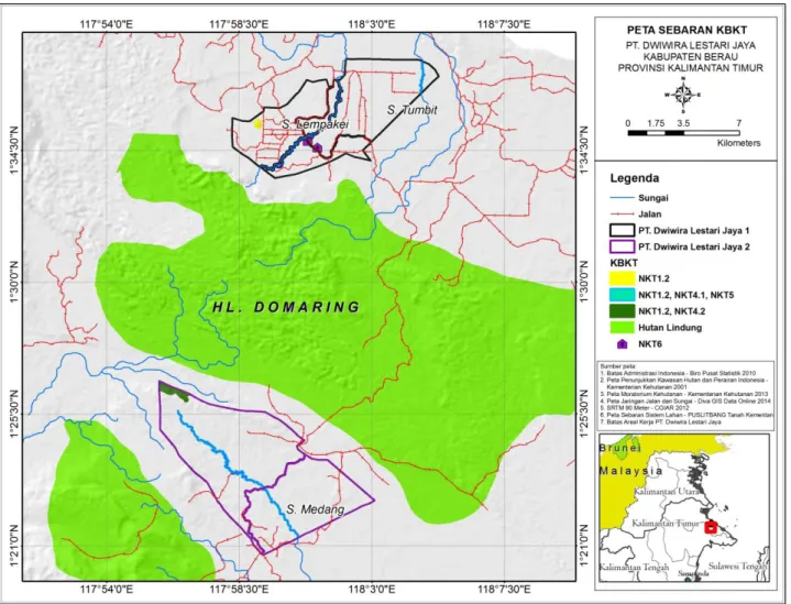 Gambar 4.  Peta Kawasan Bernilai Konservasi Tinggi di Areal PT. Dwiwira Lestari Jaya