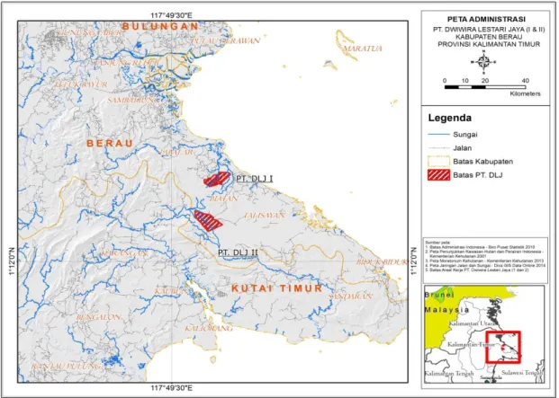 Gambar 1.  Peta Areal HGU PT. Dwiwira Lestari Jaya 
