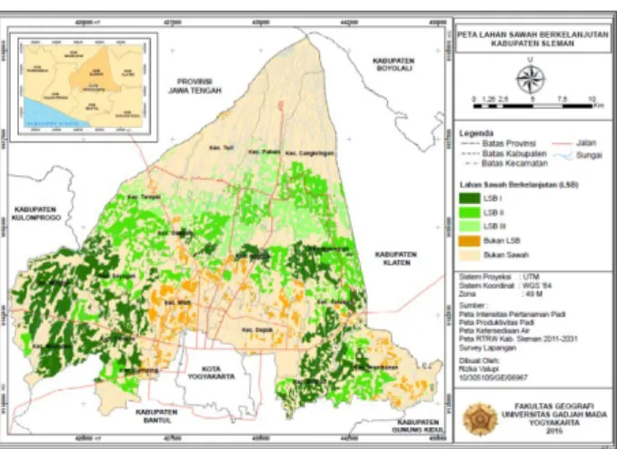 Gambar 5. Peta Arahan Lahan Sawah  Berkelanjutan Kabupaten Sleman 