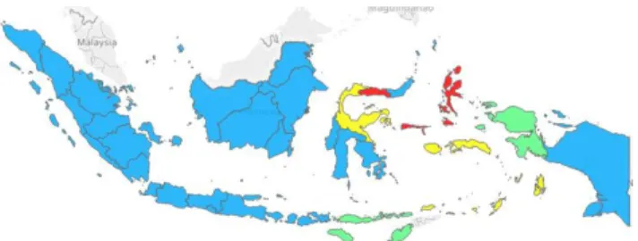 Gambar 2. Peta Persebaran Provinsi Berdasarkan Rasio Layanan  KT 