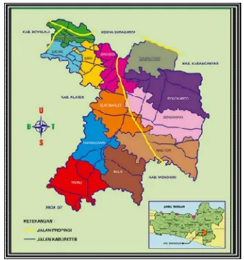 Gambar 3.1 Peta Kabupaten Sukoharjo 