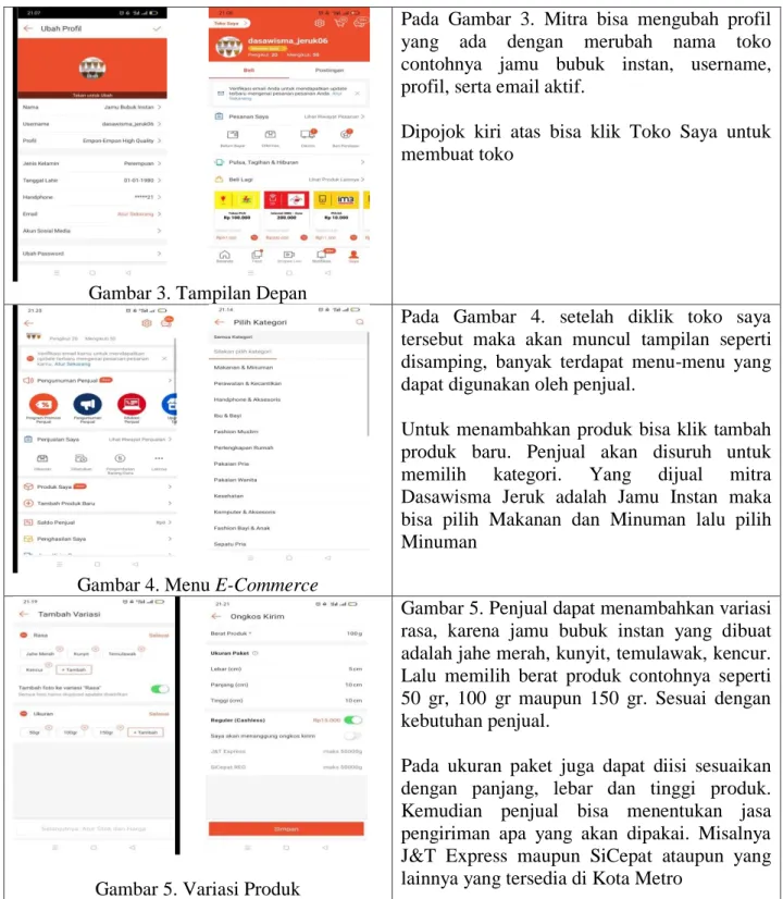 Gambar 4. Menu E-Commerce 