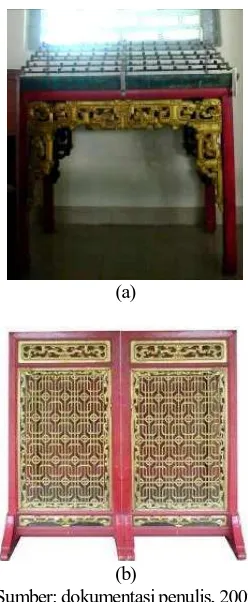 Gambar 19. Elemen perabot berupa a) meja lilin dan b)  partisi 