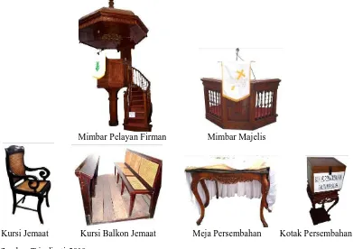 Gambar 14. Berbagai jenis perabot dalam interior GPIB Imanuel Semarang 