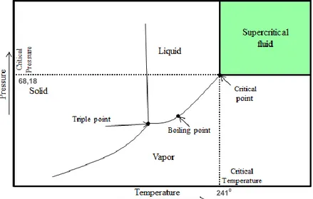 Gambar  II.11  Titik  kritis  Ethanol  dan  fasenya  dalam  suhu  dan  tekanan yang berbeda 