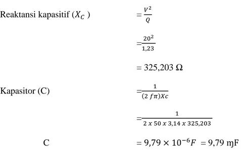 Tabel 4.3 : Rekapitulasi hasil perhitungan nilai kapasitor dengan mempariasikan    nilai  Cosφ 