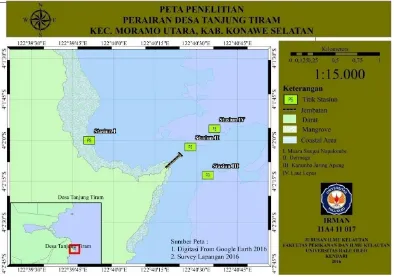 Gambar 1. Peta Lokasi Perairan Laut Desa Tanjung Tiram 