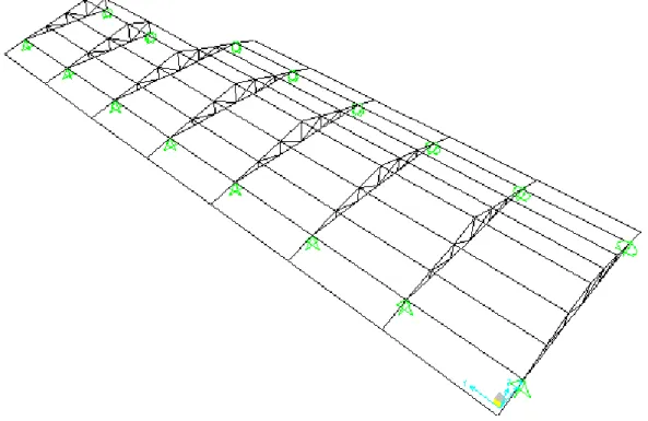 Gambar 2. Struktur atap Pasar Sae Sarijadi  3.2 Data Pembebanan Struktur 
