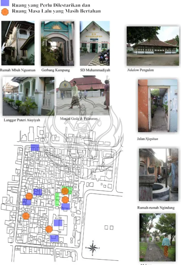 Gambar no. 2 Ruang dan bangunan yang berasal dari masa lampau dimaknai secara berbeda oleh  warga permukiman Kauman Yogyakarta, Sumber: Penulis 2008 