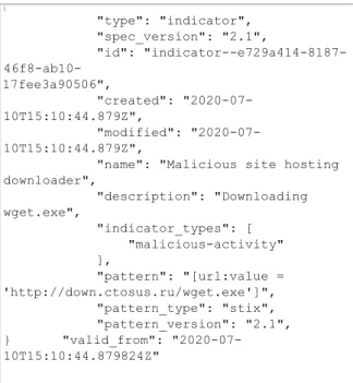 Tabel  5  merupakan  tabel  yang  berisi  pemetaan  informasi  hasil  analisis  malware  ke  dalam  properti  objek  SDO  Indicator