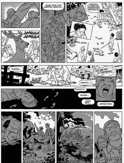 Gambar 2 Keterhubungan: narasi tentang patung kepala megalith, pada komik Tintin dan Rampokan