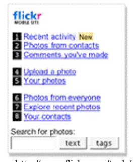 Gambar 1. Screenshot Situs Moblog m.flickr.com 