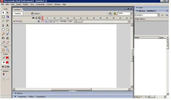 Gambar 2.1 Tampilan Software Macromedia Flash Pro 8.0 