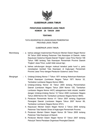 GUBERNUR JAWA TIMUR PERATURAN GUBERNUR JAWA TIMUR NOMOR 26 TAHUN 2009 ...